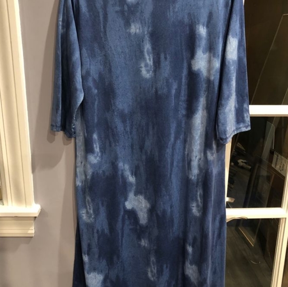Blue 3/4 sleeve midi swim dress - Picture 2 of 5